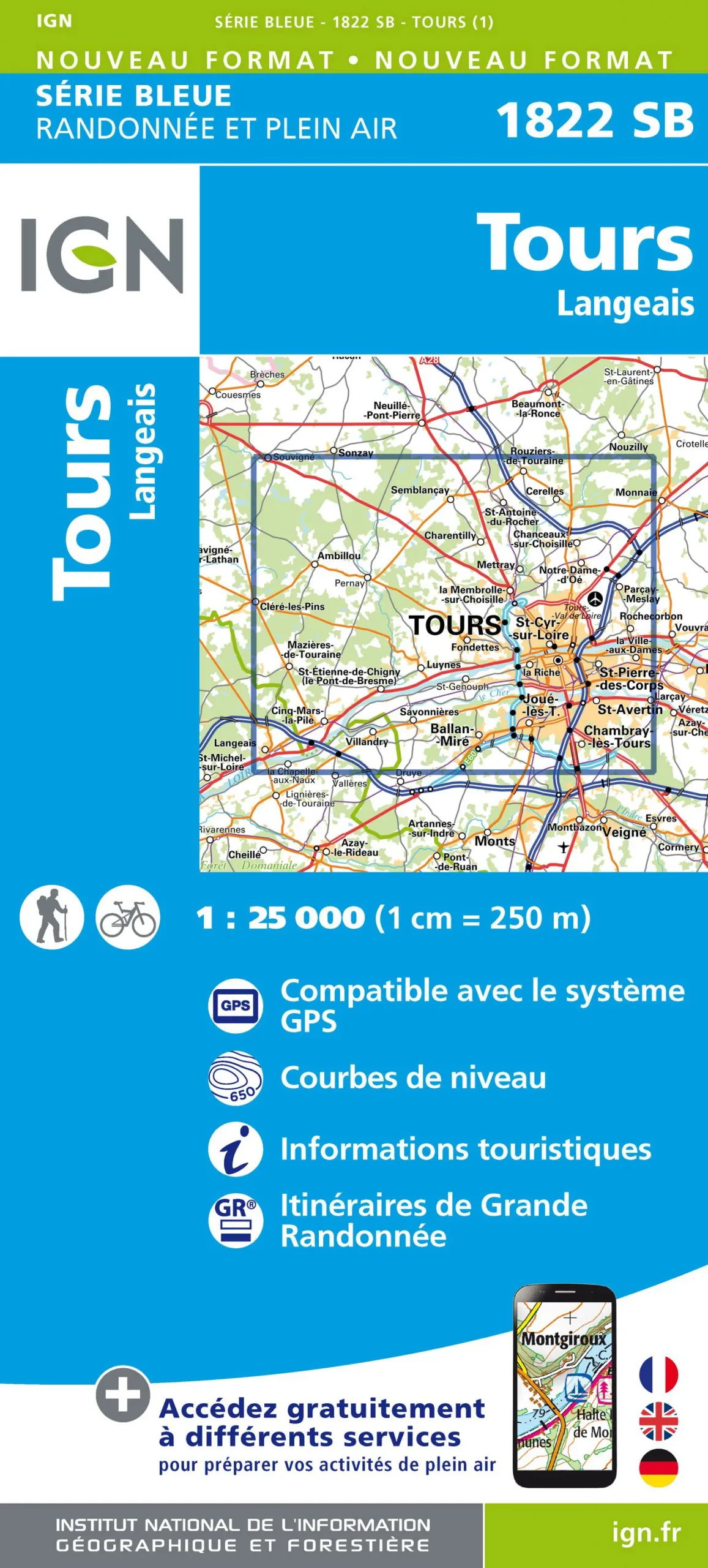 IGN Top 25 - Serie Bleu - Tours / Langeais 1822 - Image 2