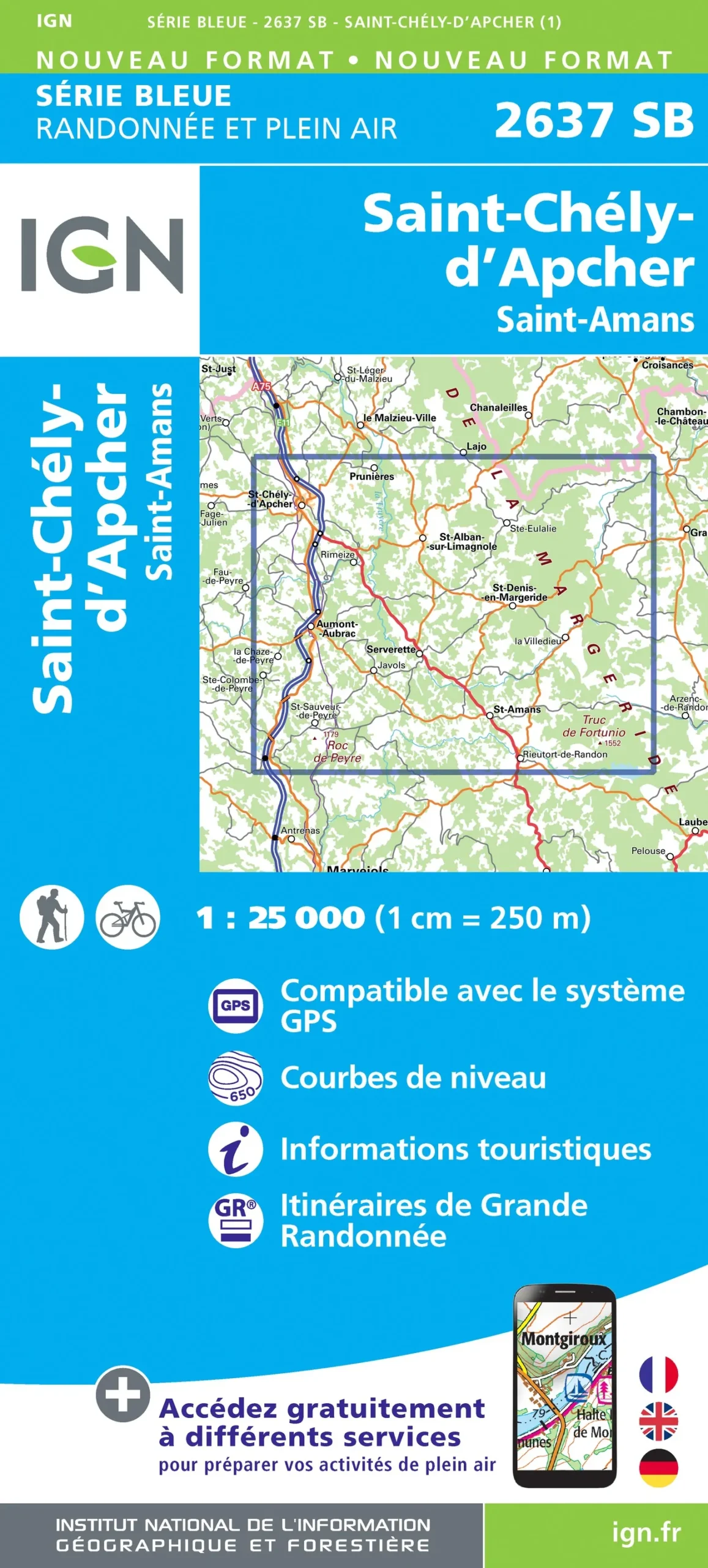 IGN Top 25 - Serie Bleu - St-Chély-d'Apcher / St-Amans 2637