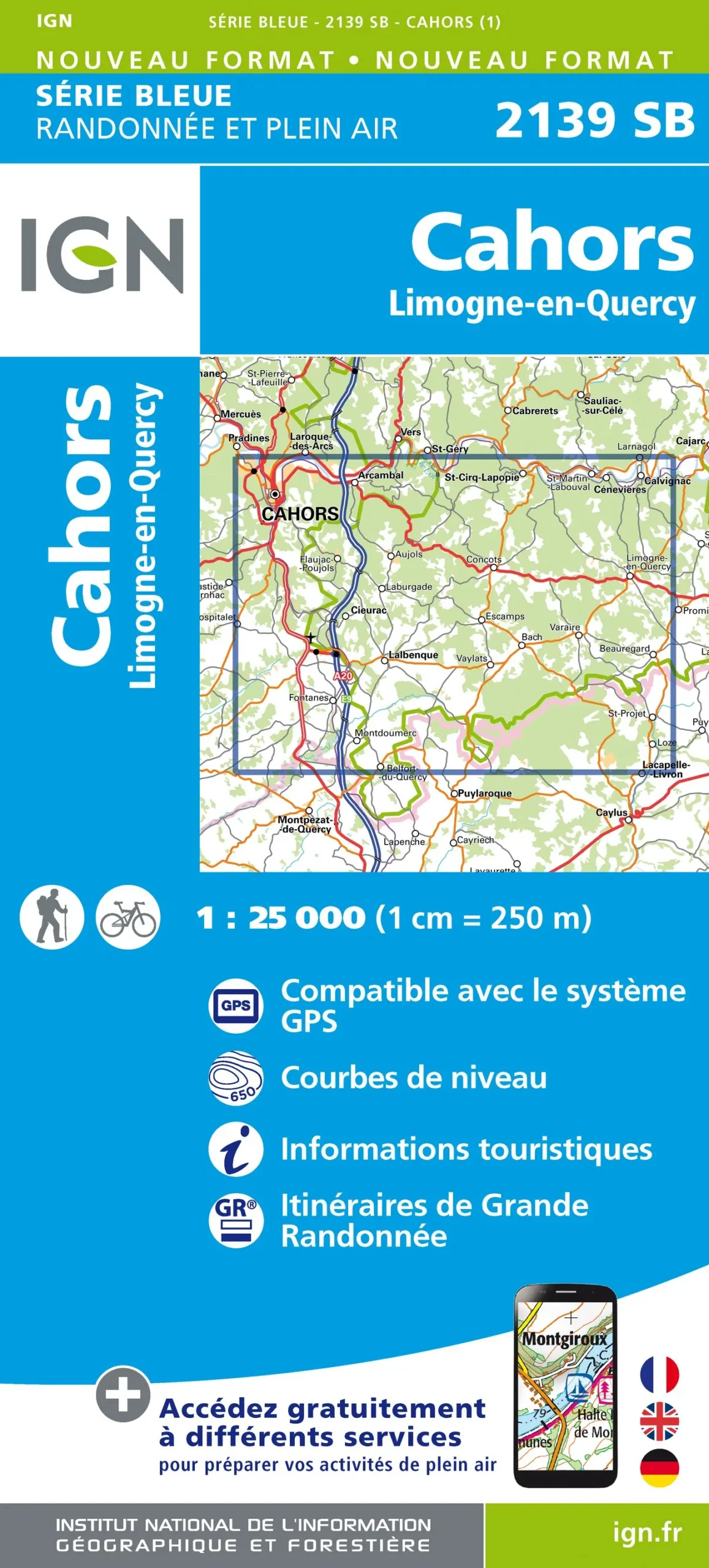 IGN Top 25 - Serie Bleu - Cahors / Limogne-en-Quercy 2139