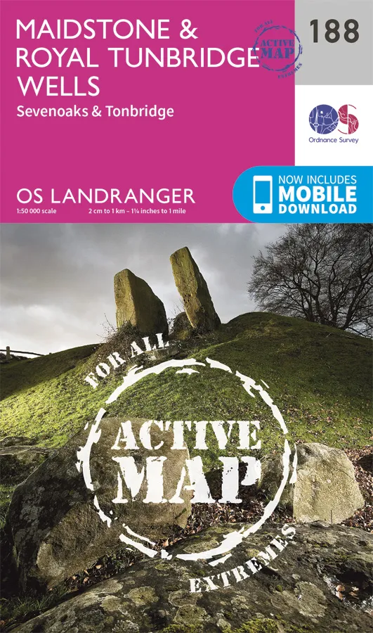 OS Landranger Active - 188 - Maidstone & Royal Tunbridge Wells