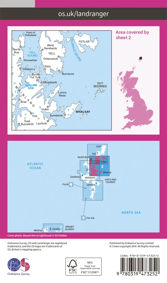 OS Landranger Active - 2 - Shetland – Sullom Voe & Whalsay - Image 2