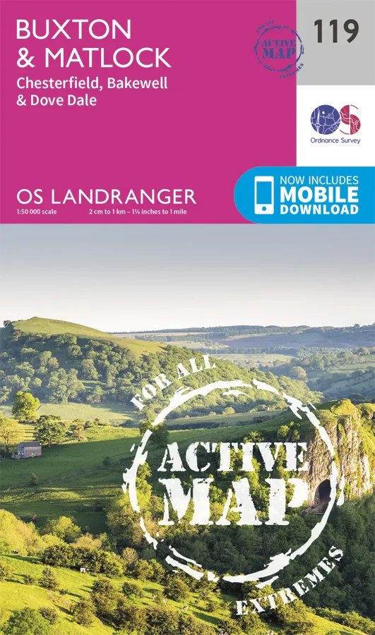 OS Landranger Active - 119 - Buxton, Matlock, Bakewell & Dove Dale