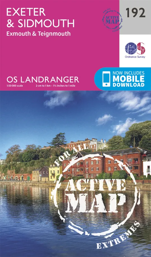 OS Landranger Active - 192 - Exeter & Sidmouth, Exmouth & Teignmouth