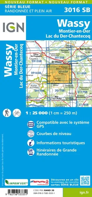 IGN Top 25 - Serie Bleu - Wassy - Montier-en-der Lac du Mer - Chantecoq 3016 - Image 2