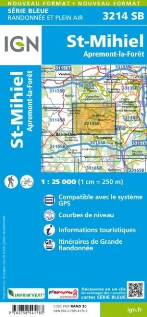 IGN Top 25 - Serie Bleu - St-Mihiel / Apremont-la-Forêt 3214 - Image 2