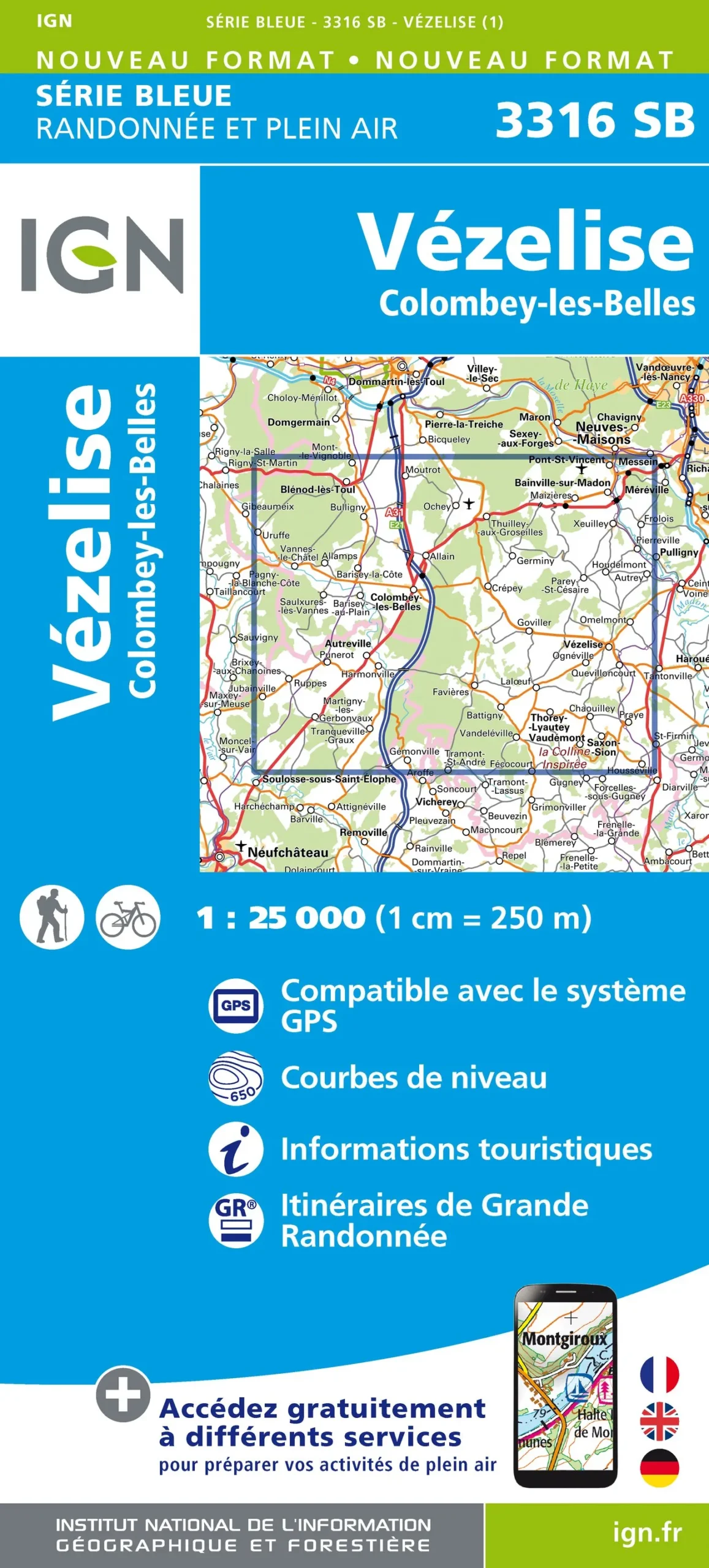 IGN Top 25 - Serie Bleu - Vézelise / Colombey-les-Belles 3316