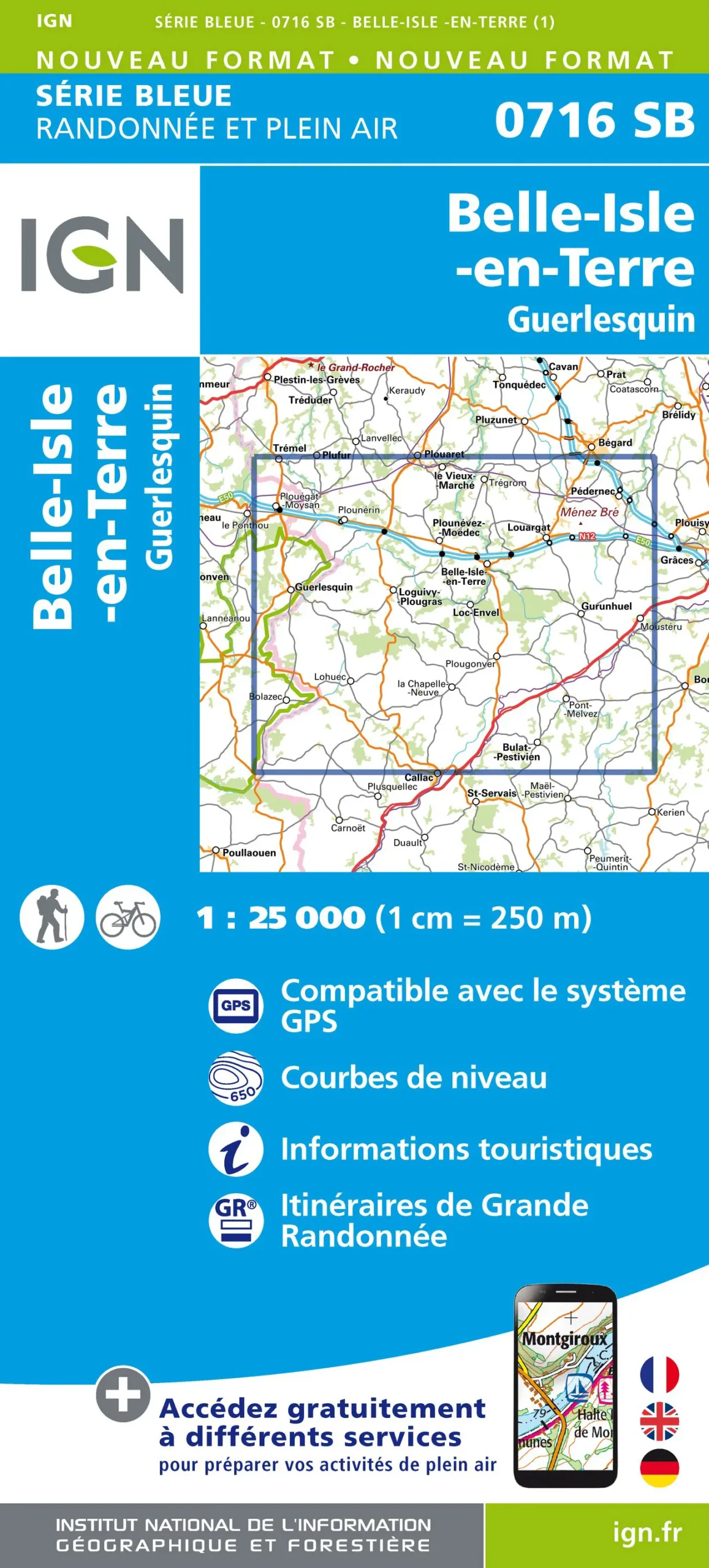 IGN Top 25 - Serie Bleu - Belle-Isle-en-Terre / Guerlesquin 716 - Image 2
