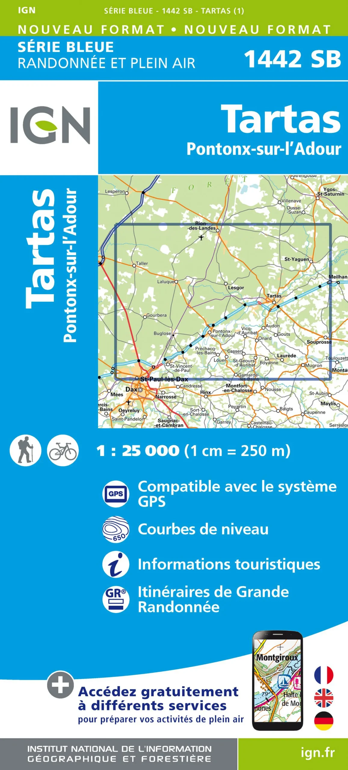 IGN Top 25 - Serie Bleu - Tartas / Pontonx-sur-l'Adour 1442