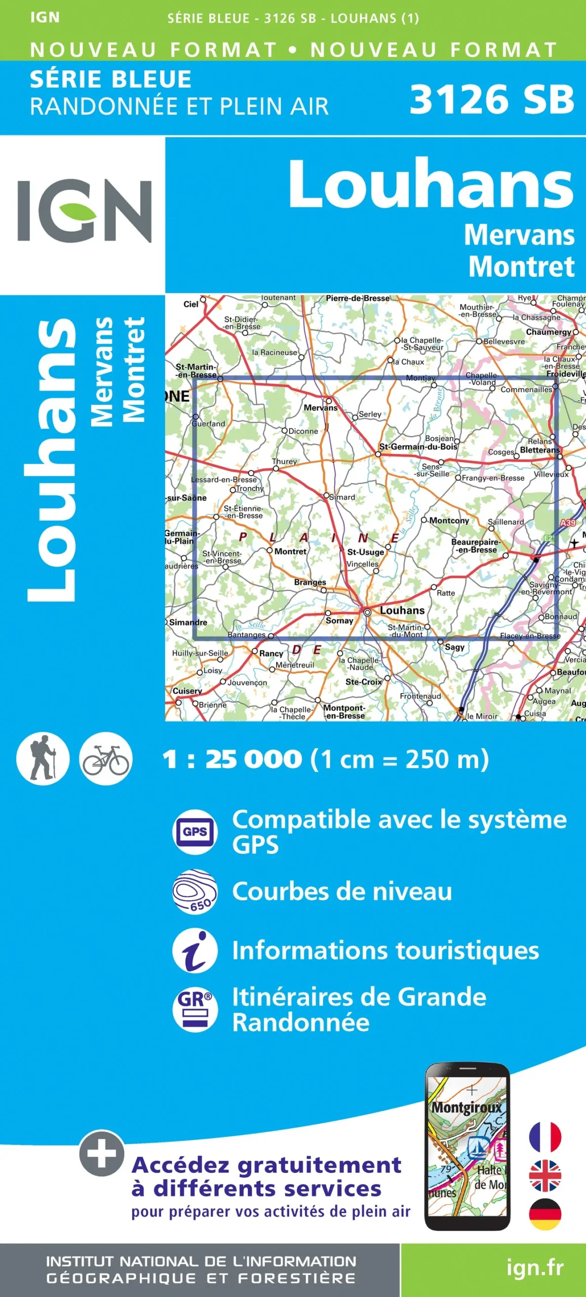 IGN Top 25 - Serie Bleu - Louhans / Mervans / Montret 3126