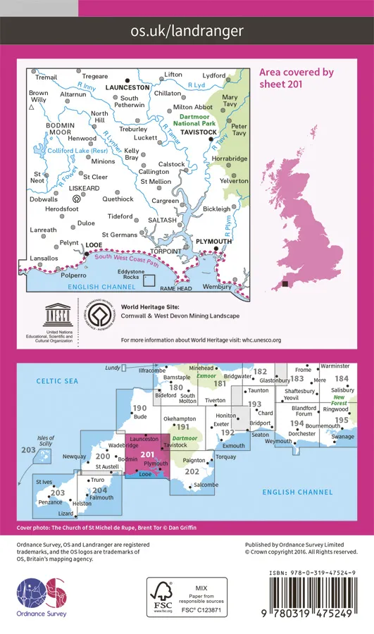 OS Landranger Active - 201 - Plymouth & Launceston, Tavistock & Looe - Image 2
