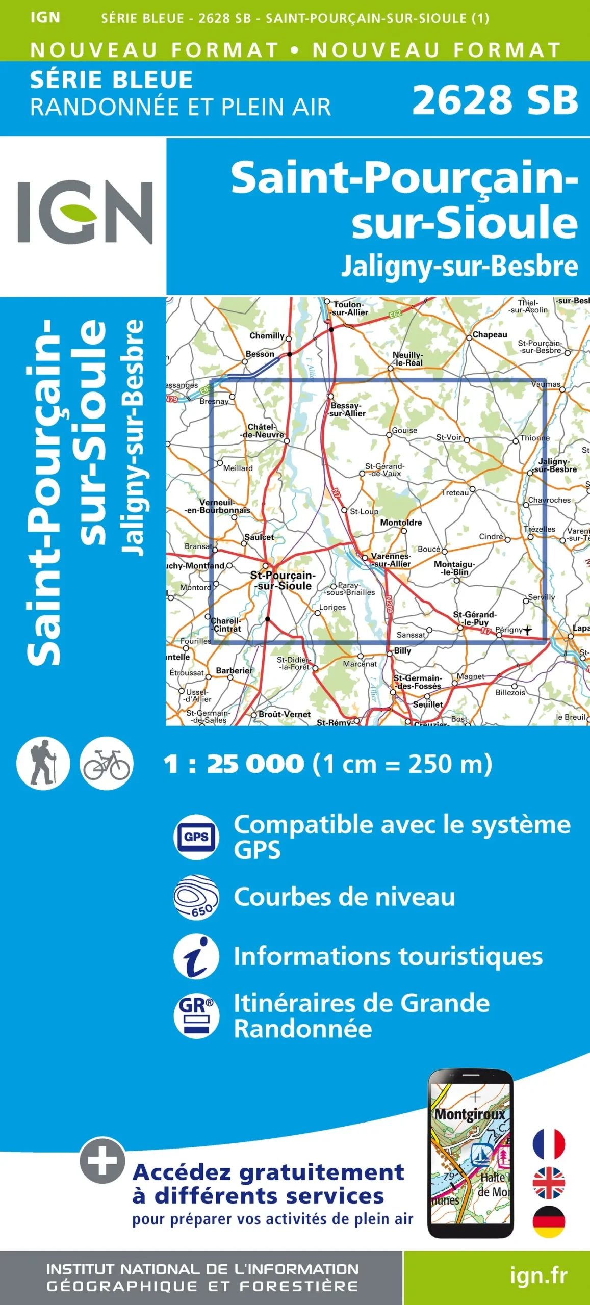 IGN Top 25 - Serie Bleu - St-Pourçain-sur-Sioule / Jaligny-sur-Besbre 2628