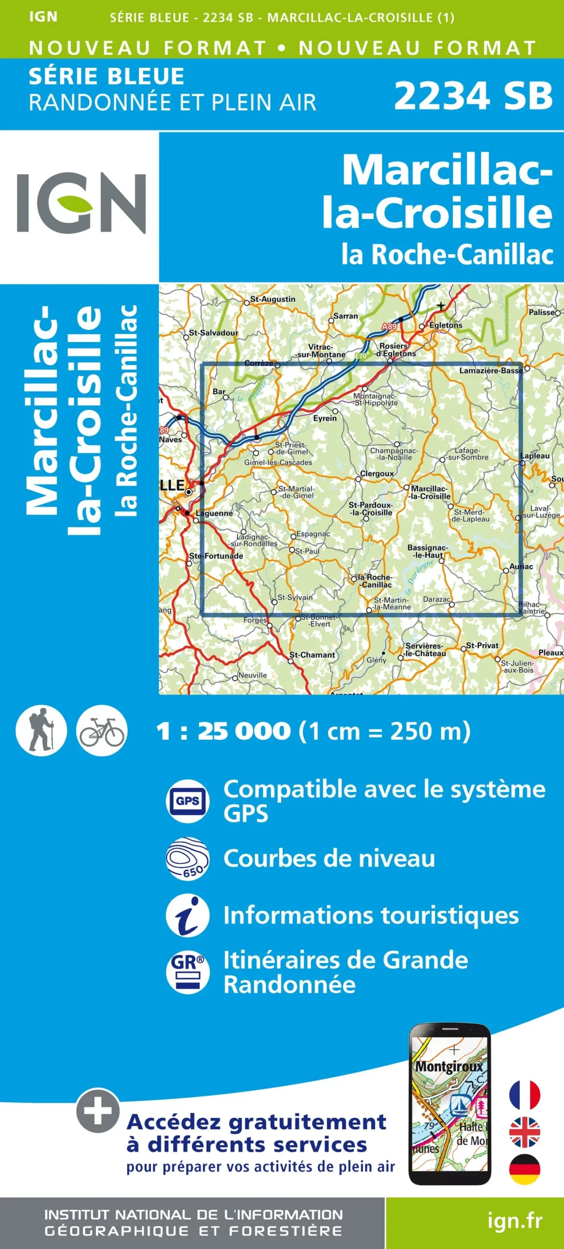 IGN Top 25 - Serie Bleu - Marcillac-la-Croisille / La Roche-Canillac 2234