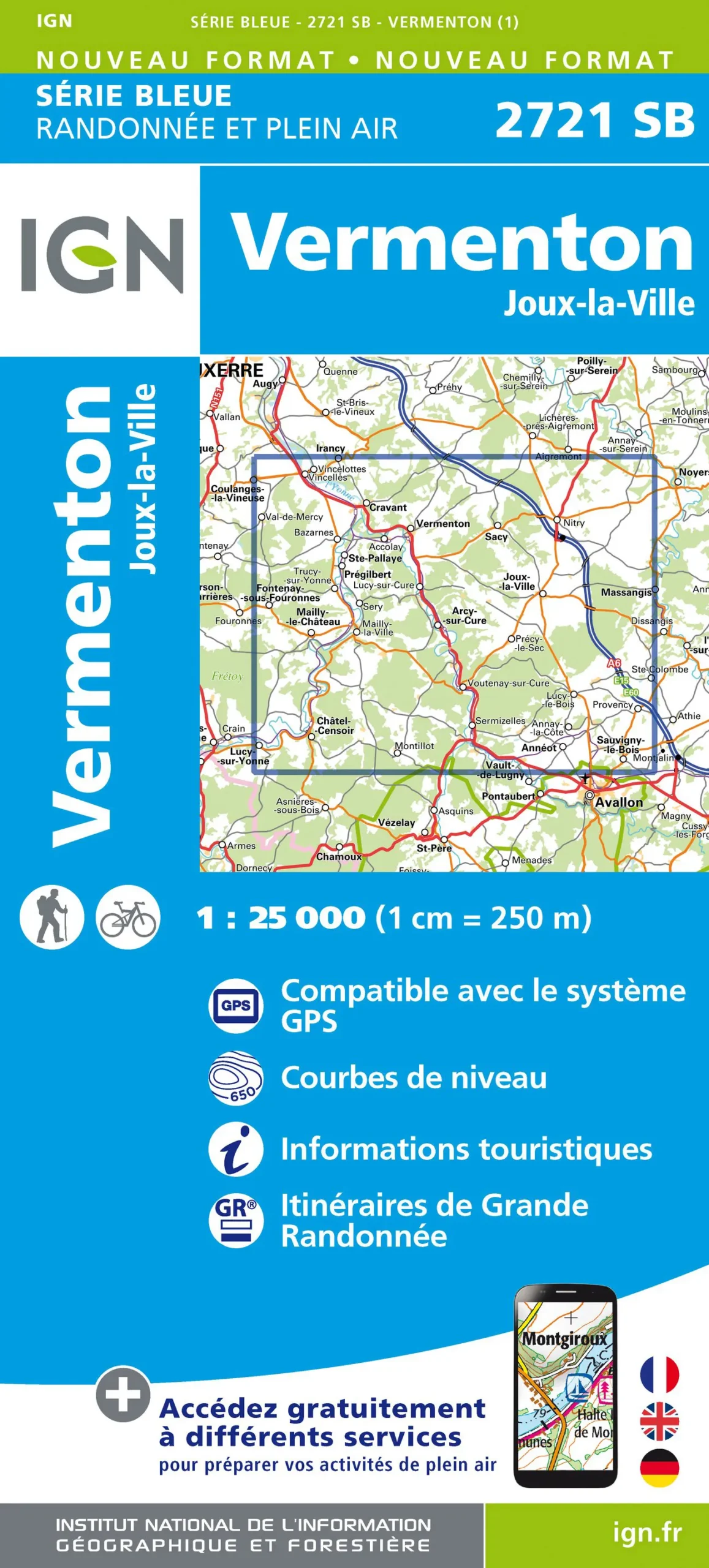 IGN Top 25 - Serie Bleu - Vermenton / Joux-la-Ville 2721
