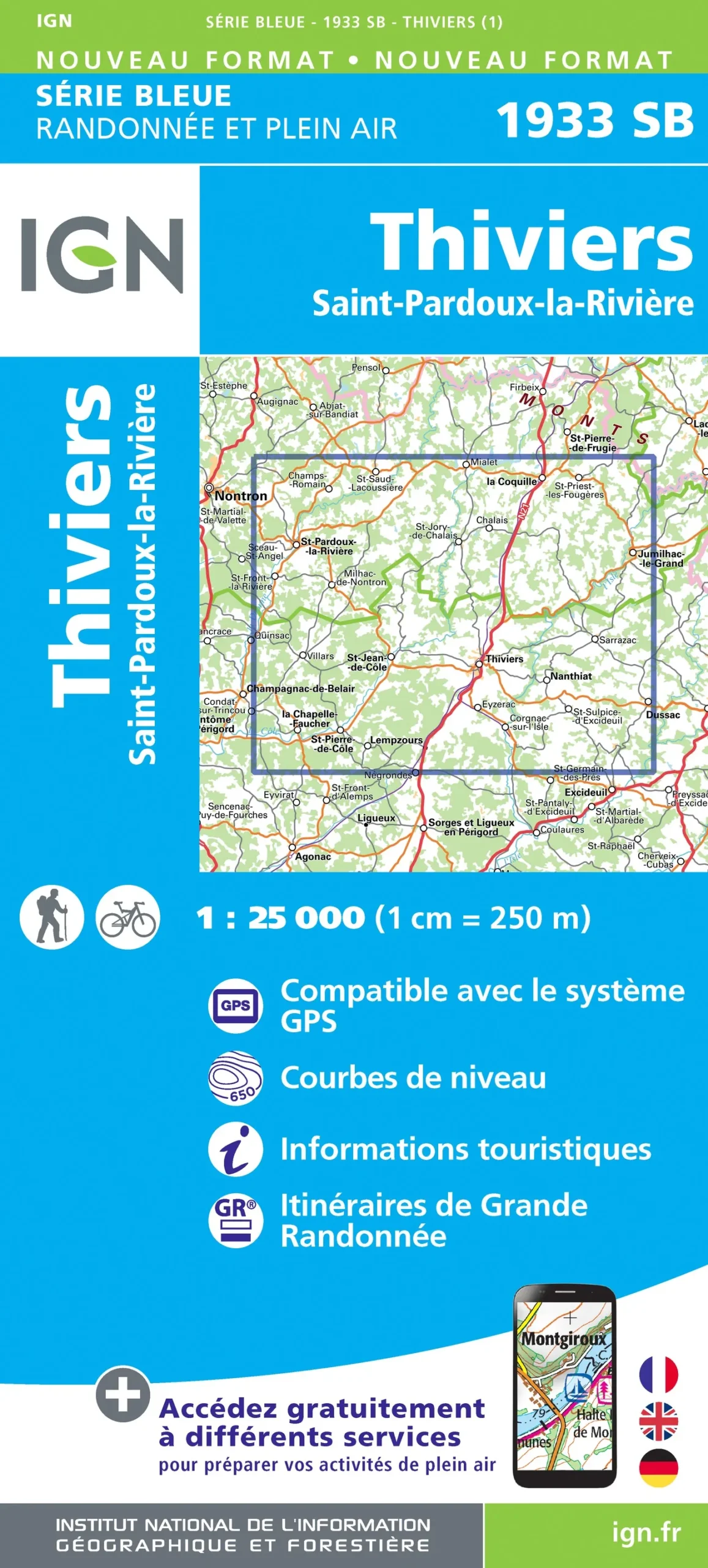 IGN Top 25 - Serie Bleu - Thiviers / St-Pardoux-la-Rivière 1933