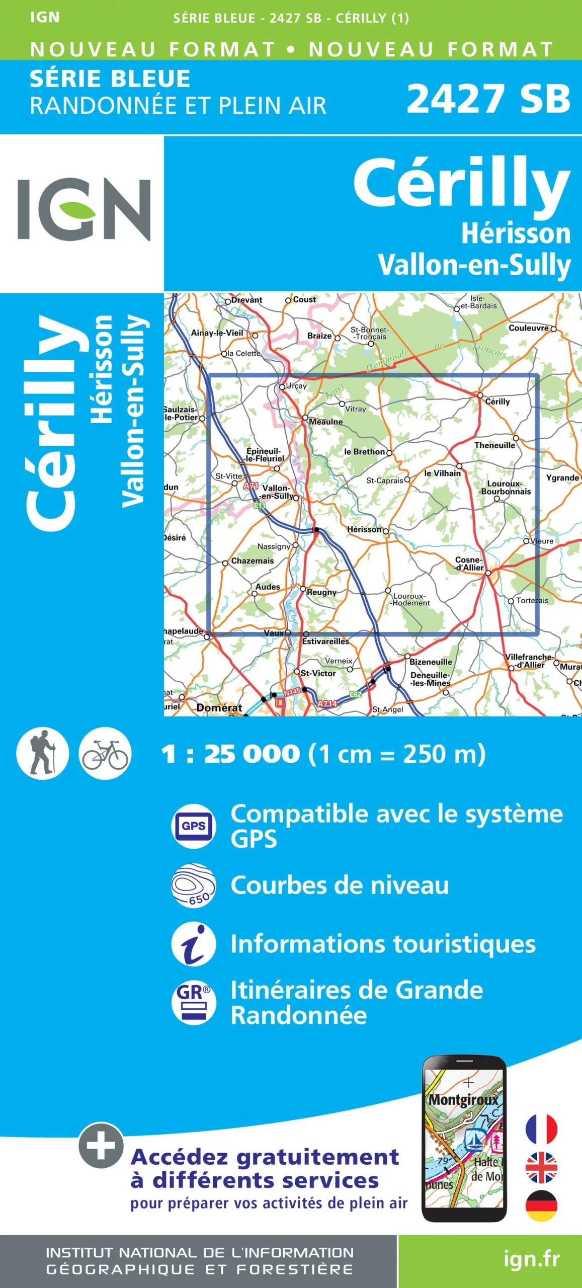 IGN Top 25 - Serie Bleu - Cérilly / Hérisson / Vallon-en-Sully 2427