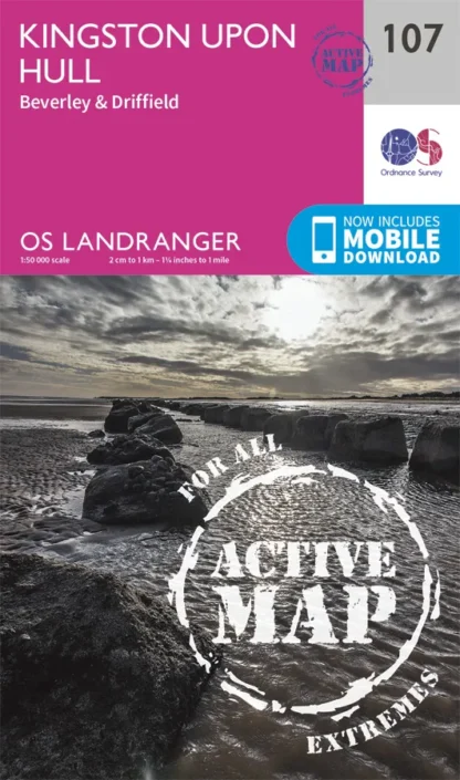 OS Landranger Active - 107 - Kingston upon Hull, Beverley & Driffield