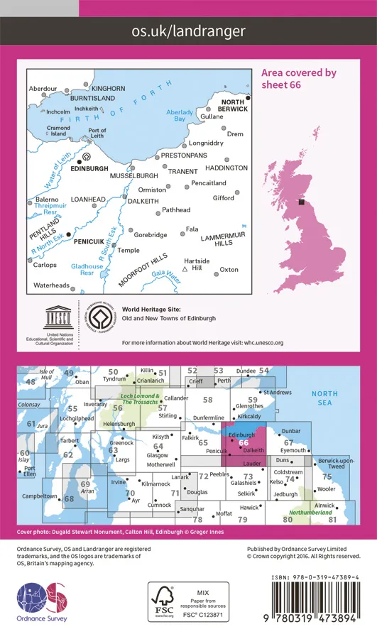 OS Landranger Active - 66 - Edinburgh, Penicuik & North Berwick - Image 2