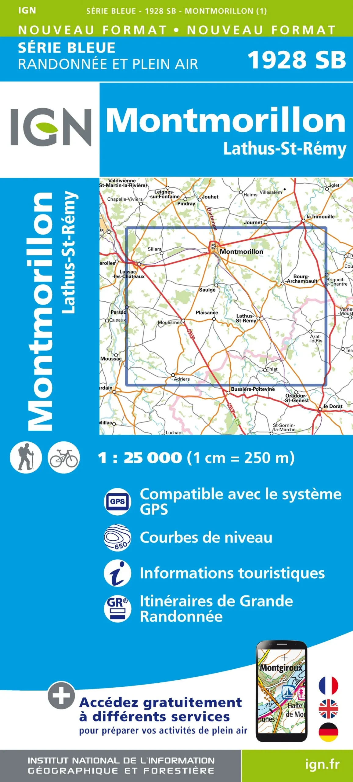 IGN Top 25 - Serie Bleu - Montmorillon / Lathus-St-Rémy 1928 - Image 2