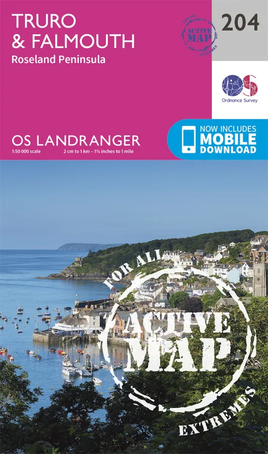 OS Landranger Active - 204 - Truro & Falmouth, Roseland Peninsula