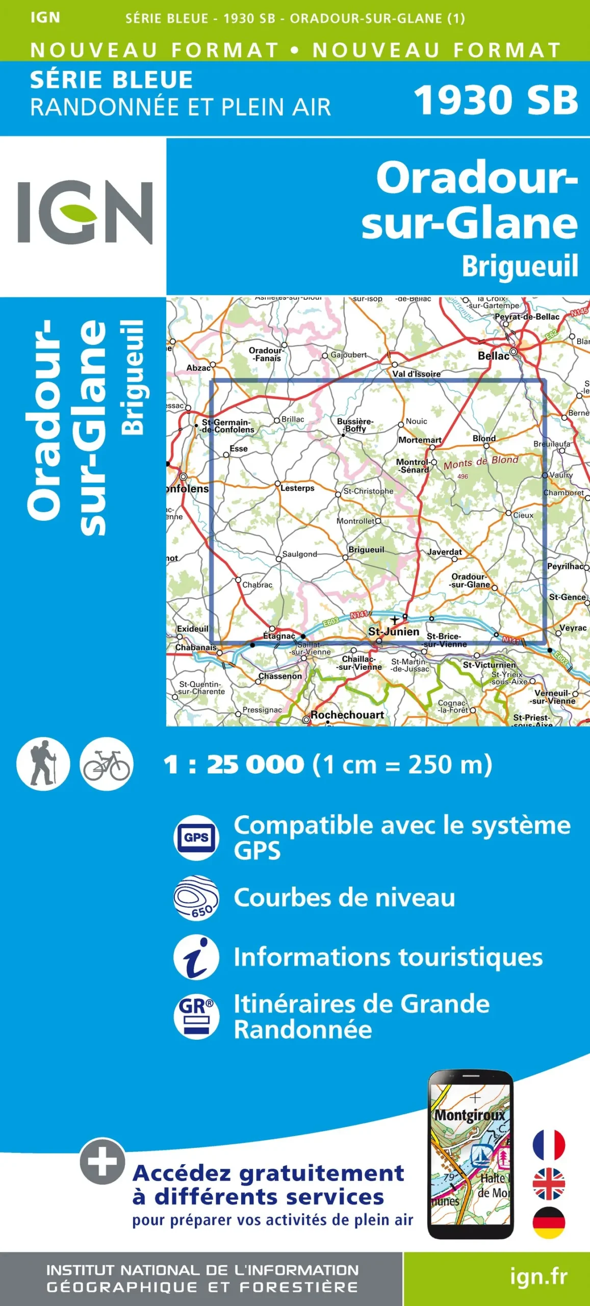 IGN Top 25 - Serie Bleu - Oradour-sur-Glane / Brigueuil 1930