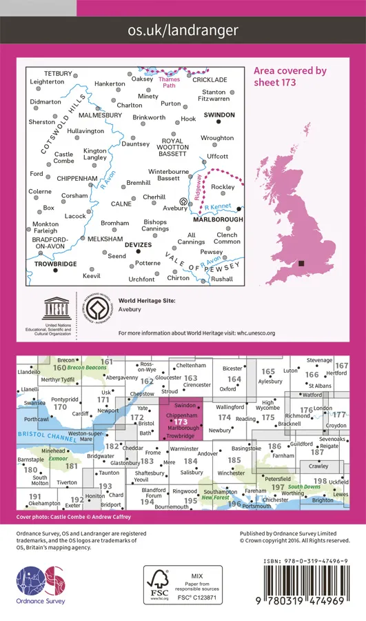 OS Landranger Active - 173 - Swindon & Devizes, Marlborough - Image 2