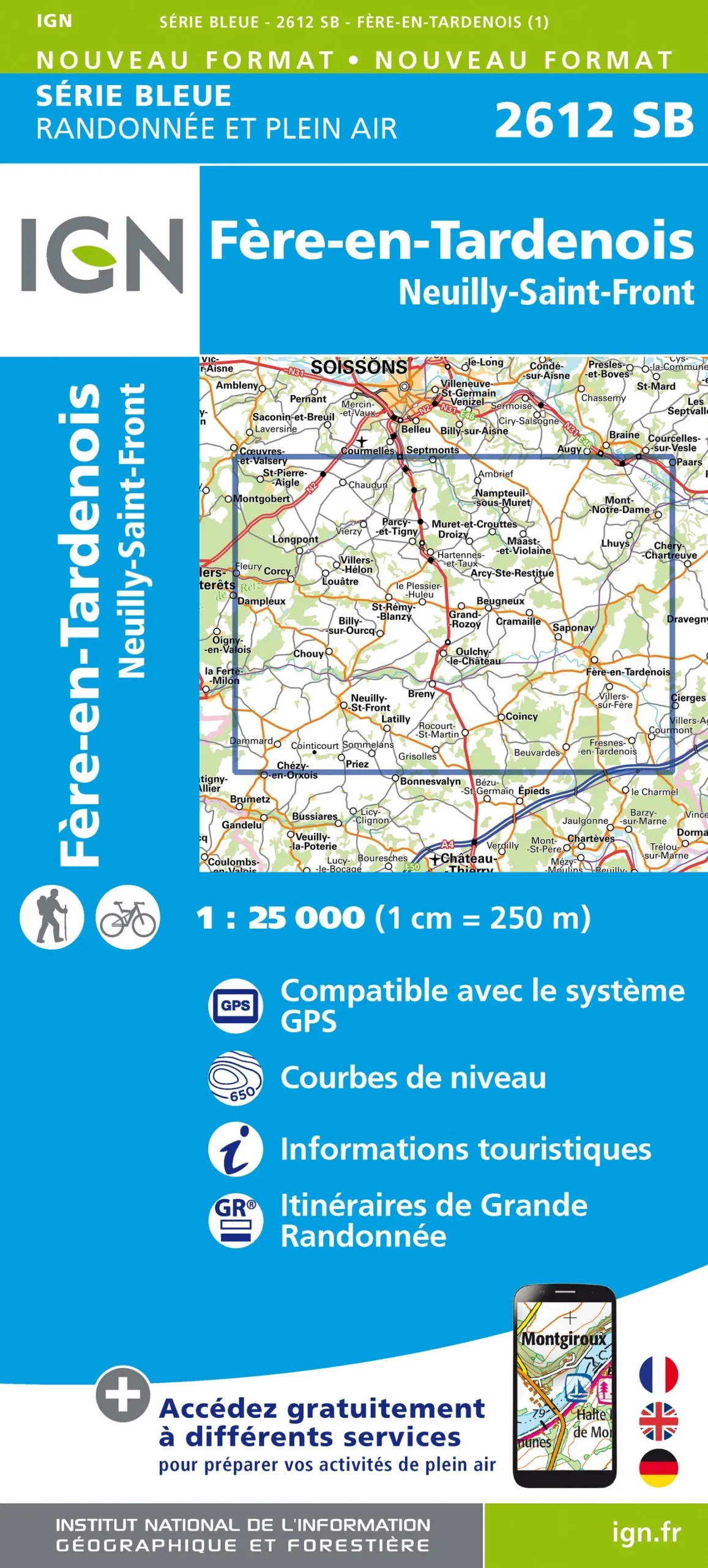 IGN Top 25 - Serie Bleu - Fère-en-Tardenois / Neuilly-St-Front 2612