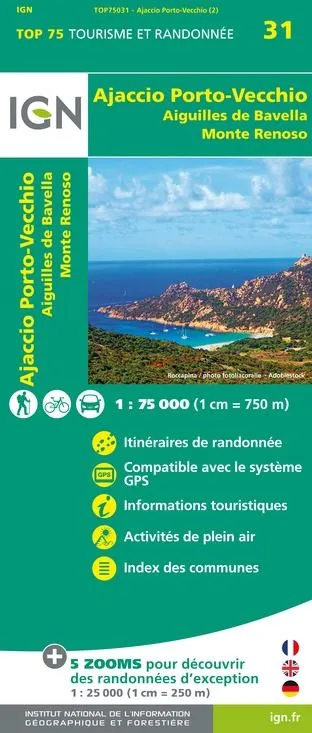 IGN Top 75 - Ajaccio / Porto Vecchio / Aiguilles Bavella