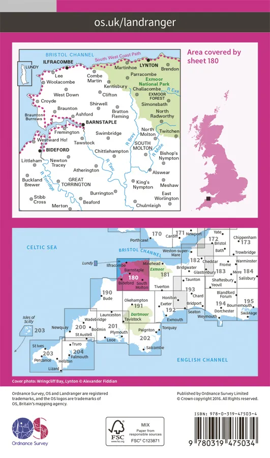 OS Landranger Active - 180 - Barnstaple & Ilfracombe, Lynton - Image 2