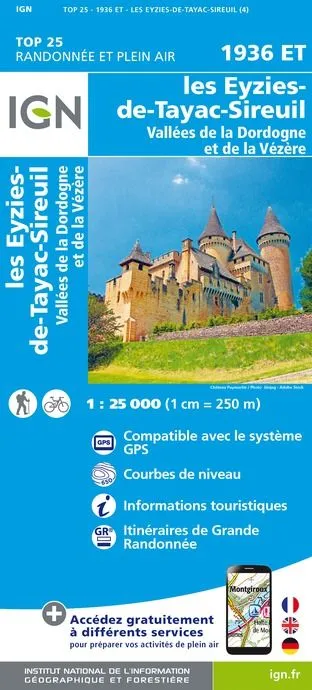 IGN Top 25 - Les Eyzies-de-Tayac-Sireuil/Vallées Dordogne&Vézère - Image 2