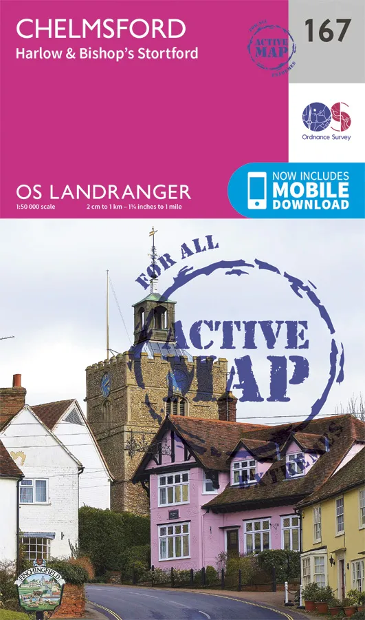 OS Landranger Active - 167 - Chelmsford, Harlow & Bishop’s Stortford