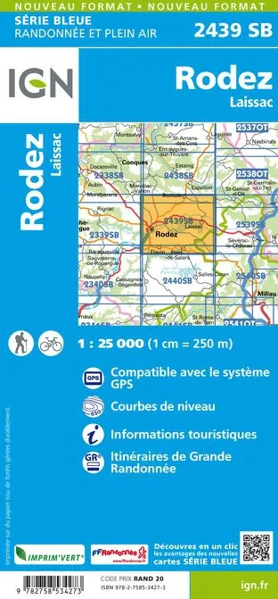 IGN Top 25 - Serie Bleu - Rodez / Laissac 2439 - Image 2