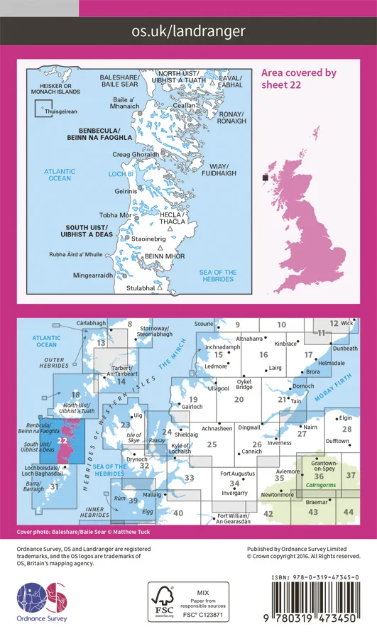 OS Landranger Active - 22 - Benbecula & South Uist - Image 2