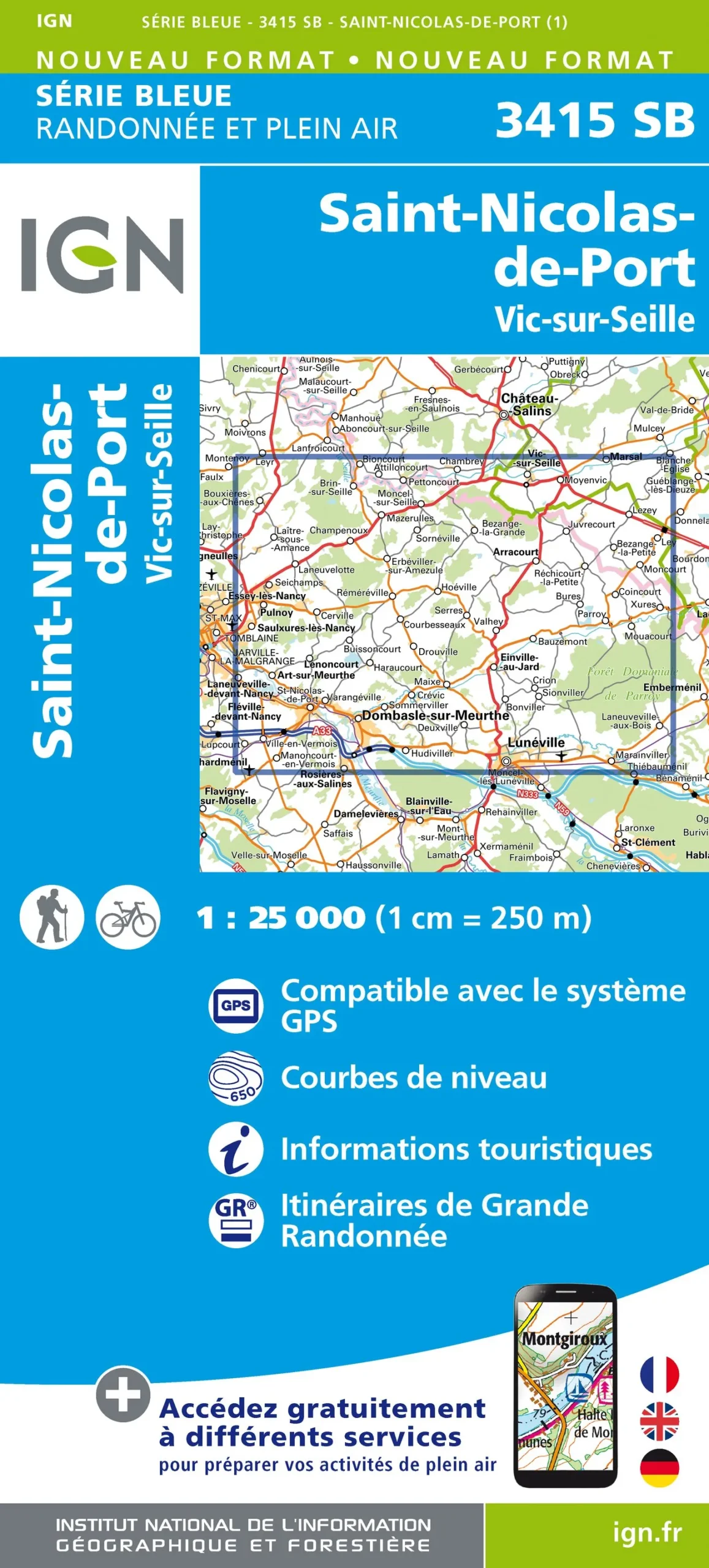 IGN Top 25 - Serie Bleu - Saint-Nicolas-de-Port / Vic-sur-Seiile 3415