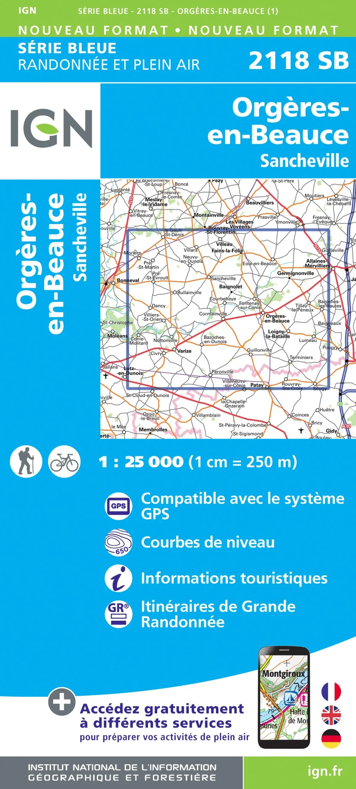 IGN Top 25 - Serie Bleu - Orgères-en-Beauce / Sancheville 2118