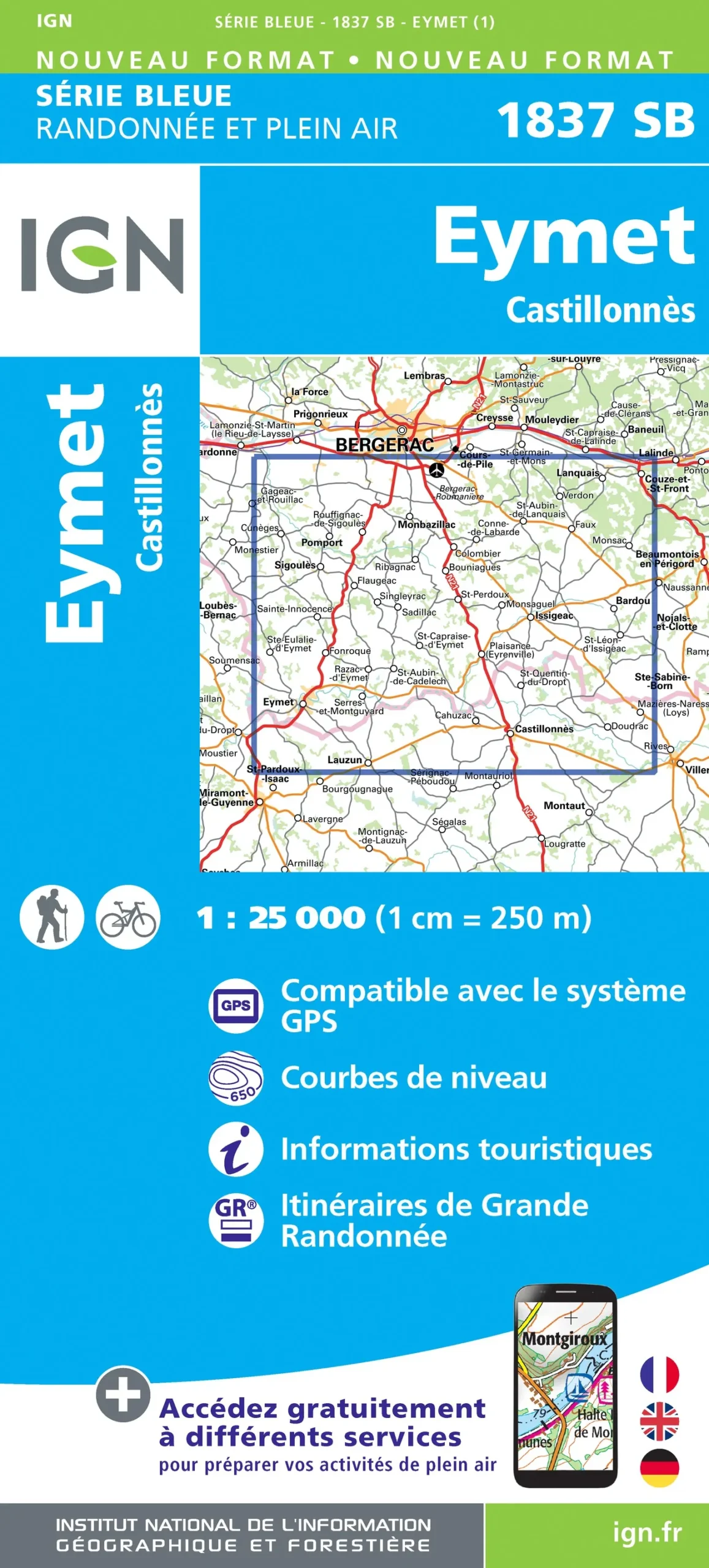 IGN Top 25 - Serie Bleu - Eymet / Castillonnès 1837