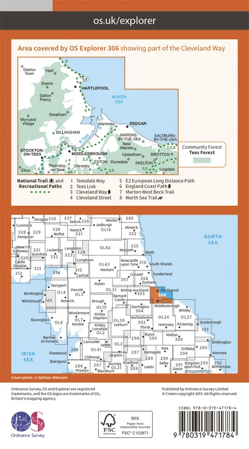 OS Explorer Active - 306 - Middlesbrough & Hartlepool - Image 2