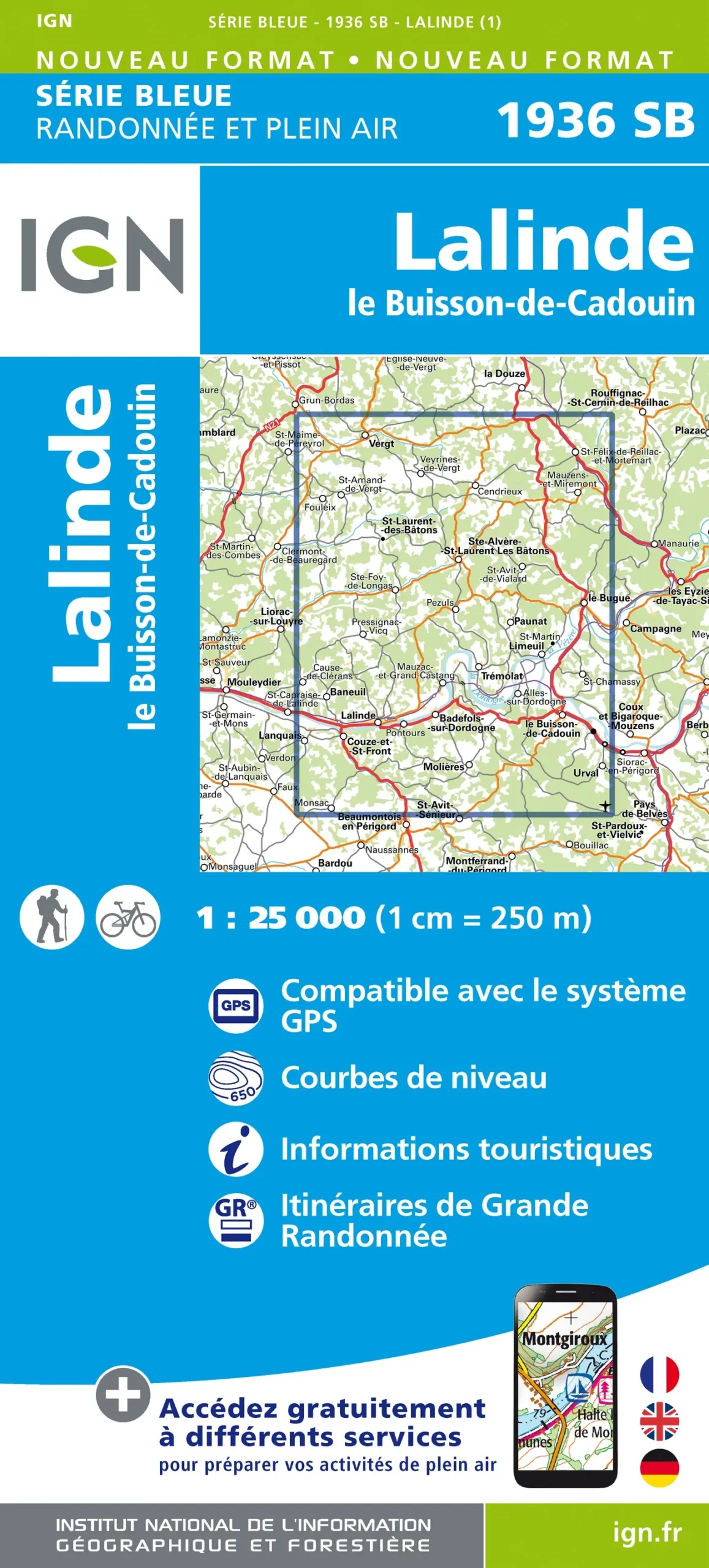 IGN Top 25 - Serie Bleu - Lalinde / le Buisson-de-Cadouin 1936
