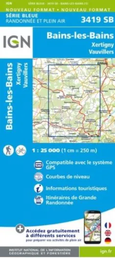 IGN Top 25 - Serie Bleu - Bains-les-Bains / Xertigny / Vauvillers 3419 - Image 2