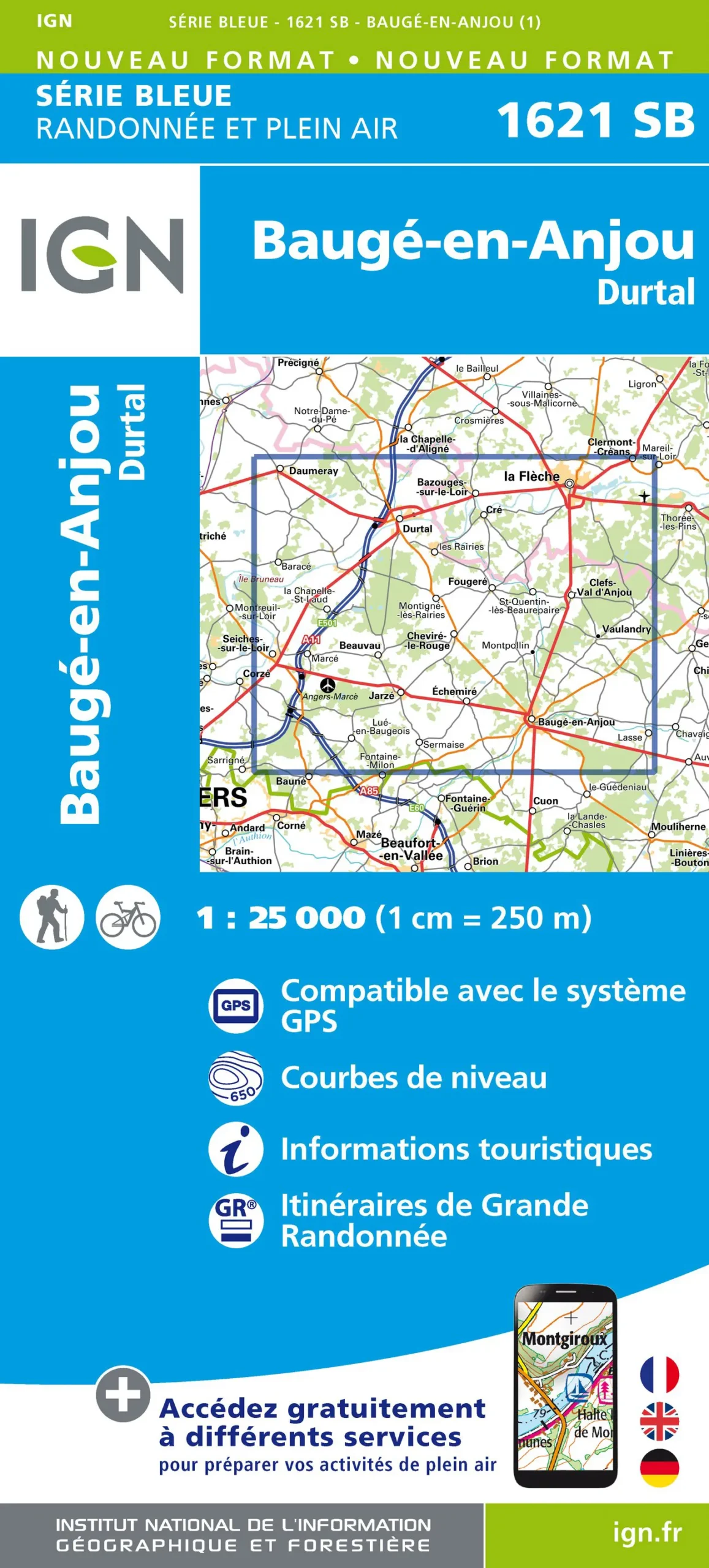 IGN Top 25 - Serie Bleu - Baugé-en-Anjou / Durtal 1621