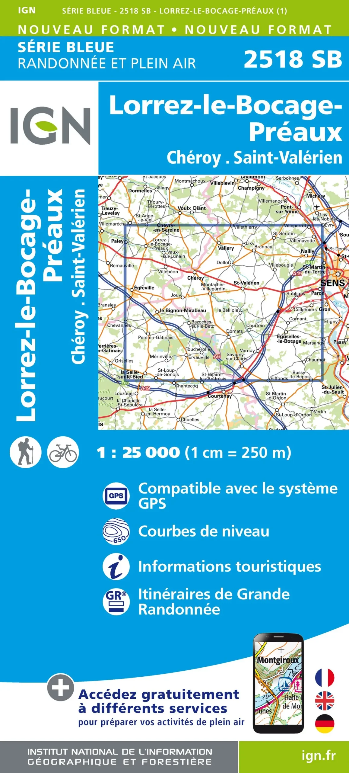 IGN Top 25 - Serie Bleu - Lorrez-le-Bocage-Préaux / Chéroy / St-Valérien 2518
