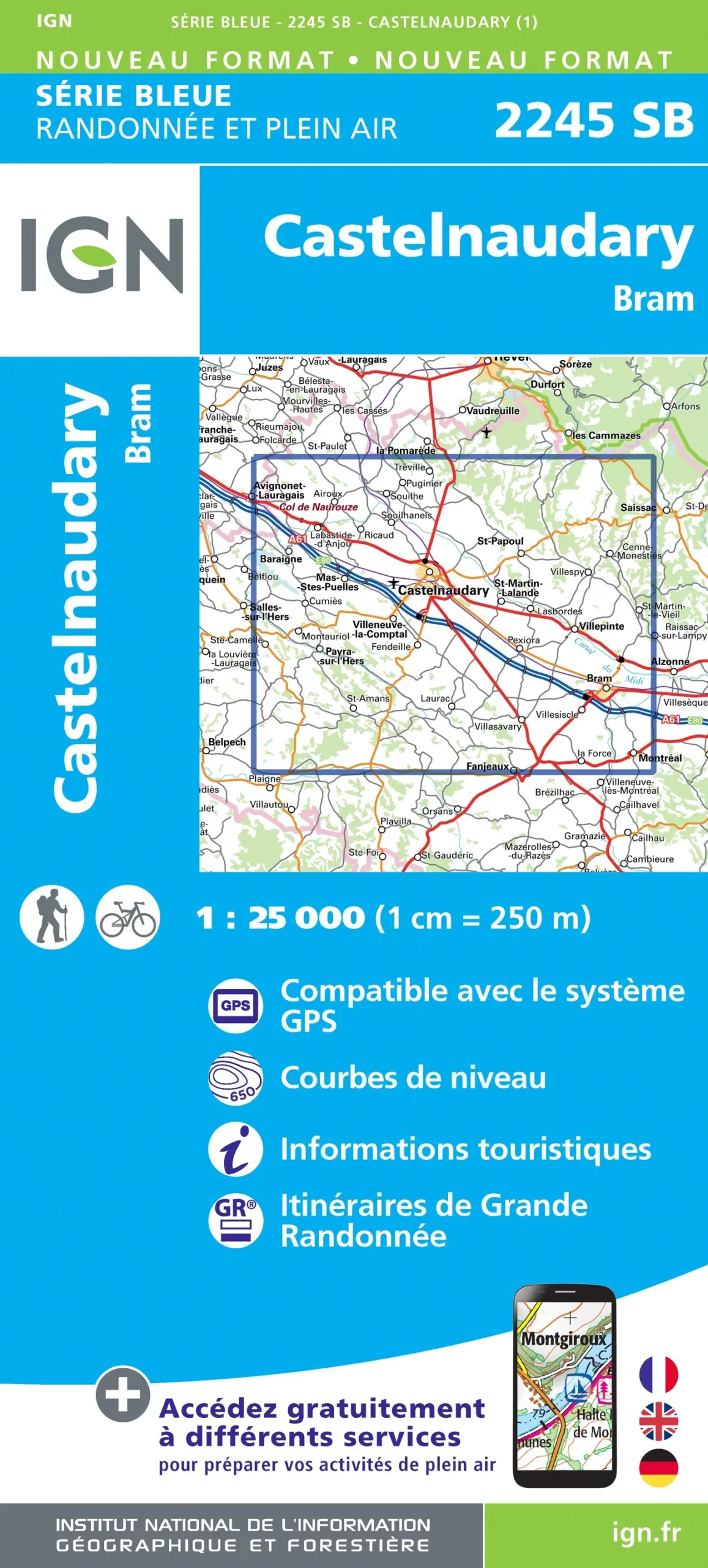 IGN Top 25 - Serie Bleu - Castelnaudary / Bram 2245