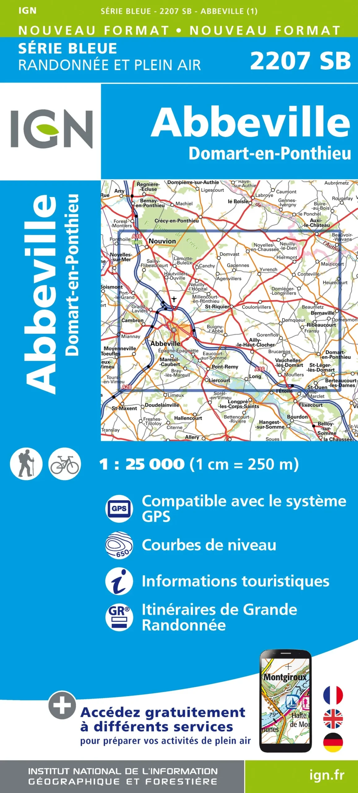IGN Top 25 - Serie Bleu - Abbeville / Domart-en-Ponthieu 2207 - Image 2