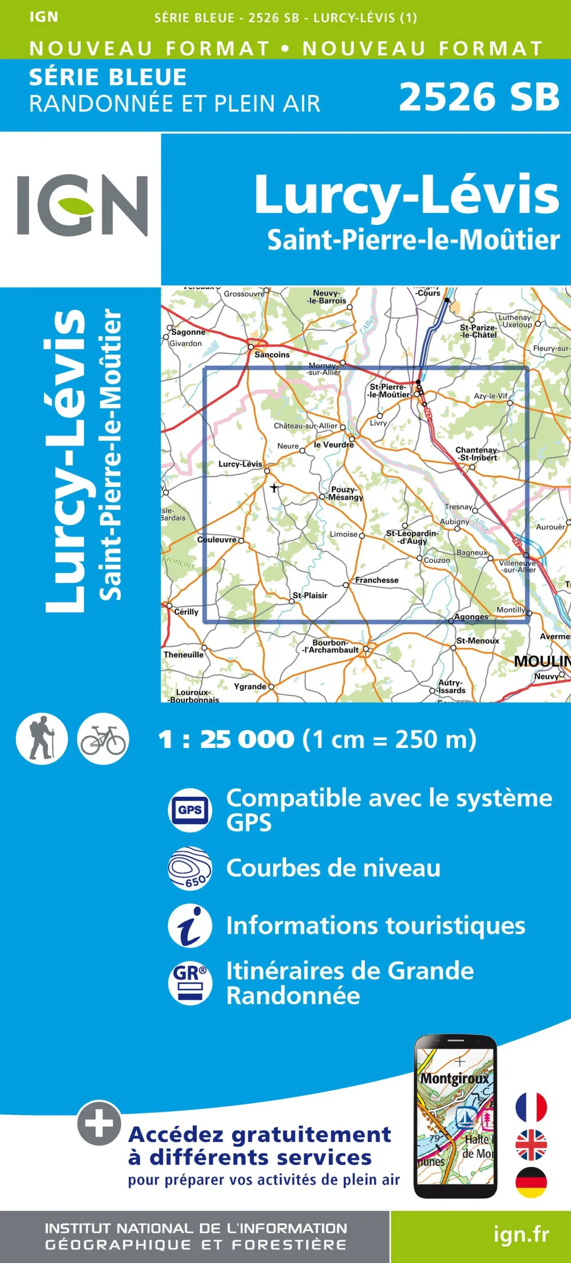 IGN Top 25 - Serie Bleu - Lurcy-Lévis / St-Pierre-le-Moûtier 2526