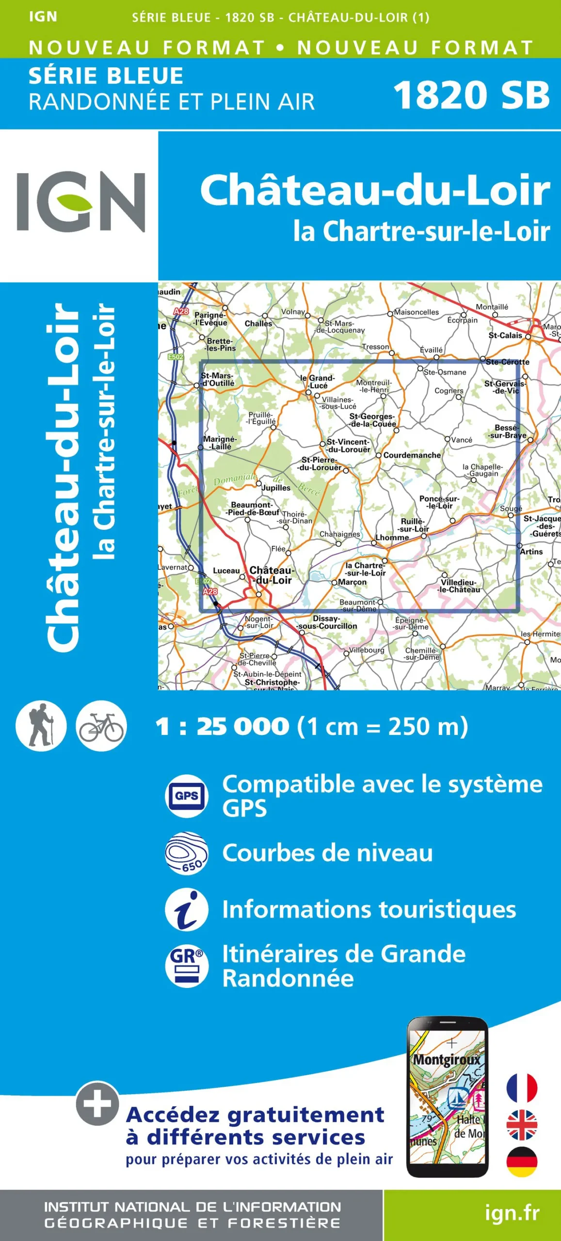 IGN Top 25 - Serie Bleu - Château-du-Loir / La Chartre-sur-Loir 1820