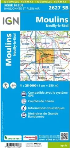 IGN Top 25 - Serie Bleu - Moulins / Neuilly-le-Réal 2627 - Image 2