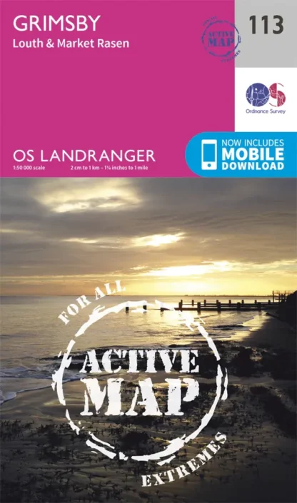OS Landranger Active - 113 - Grimsby, Louth & Market Rasen