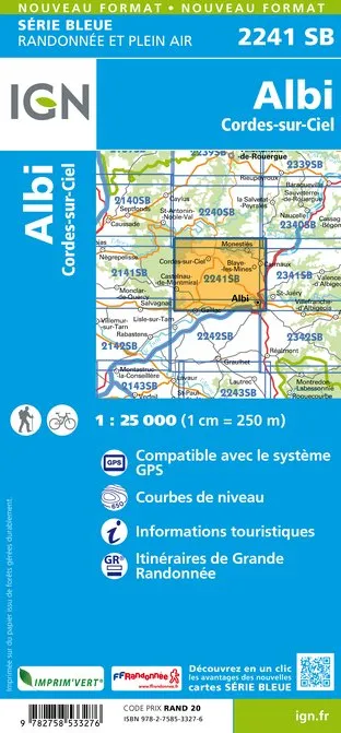 IGN Top 25 - Serie Bleu - Albi - Cordes-sur-Ciel 2241 - Image 2