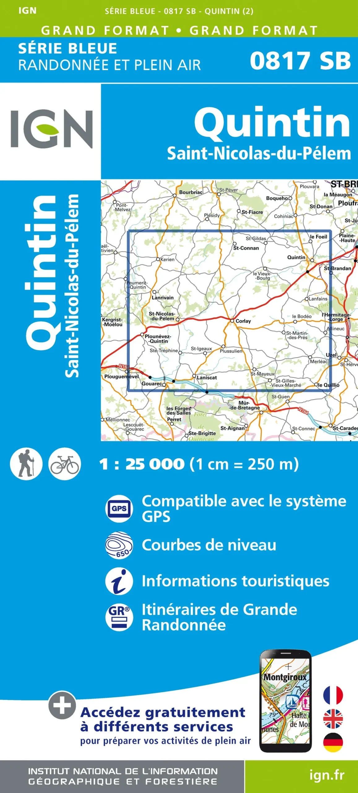 IGN Top 25 - Serie Bleu - Quintin / St-Nicolas-du-Pelem 817