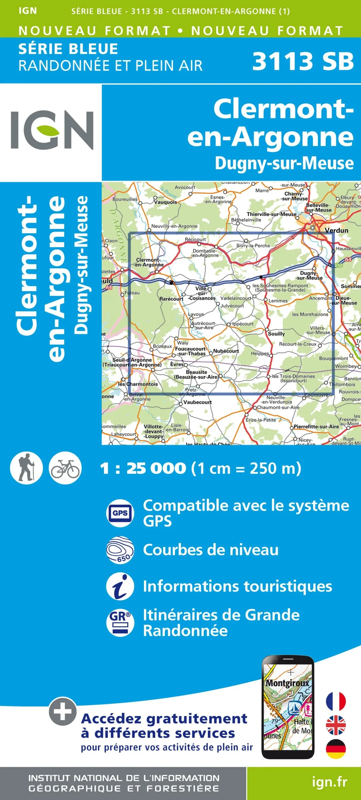 IGN Top 25 - Serie Bleu - Clermont-en-Argonne / Dugny-sur-Meuse 3113