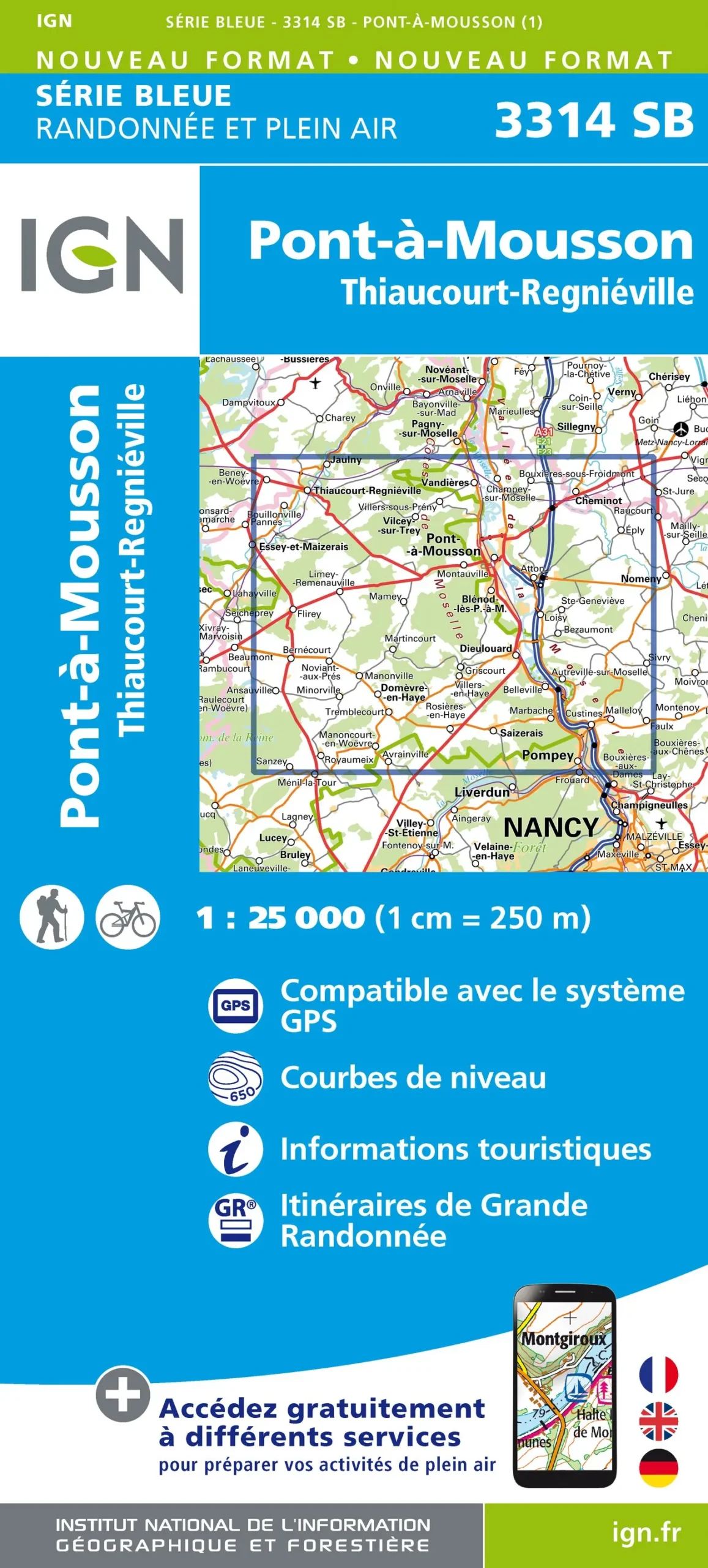 IGN Top 25 - Serie Bleu - Pont-à-Mousson / Thiaucourt-Regniéville 3314